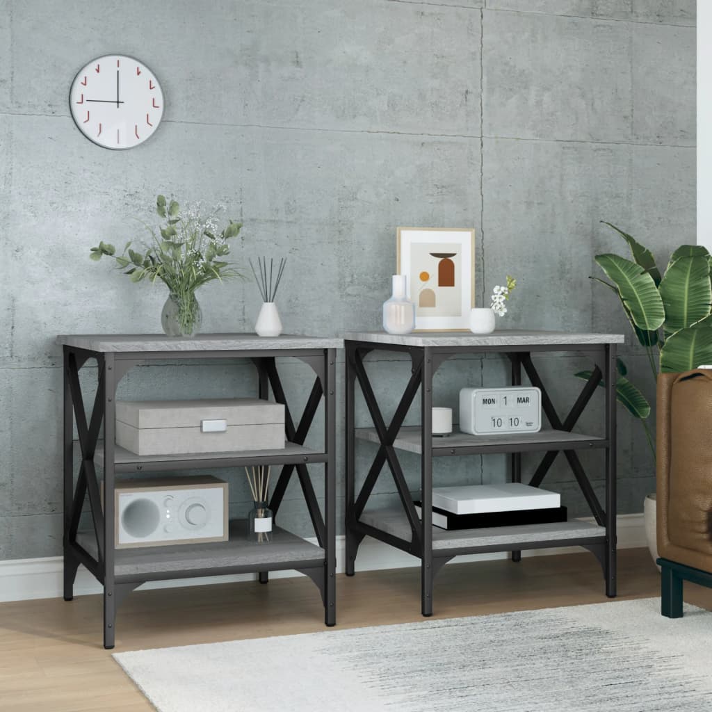 vida XL Beistelltische 2 Stk. Grau Sonoma 40x 42x 50 cm Holzwerkstoff