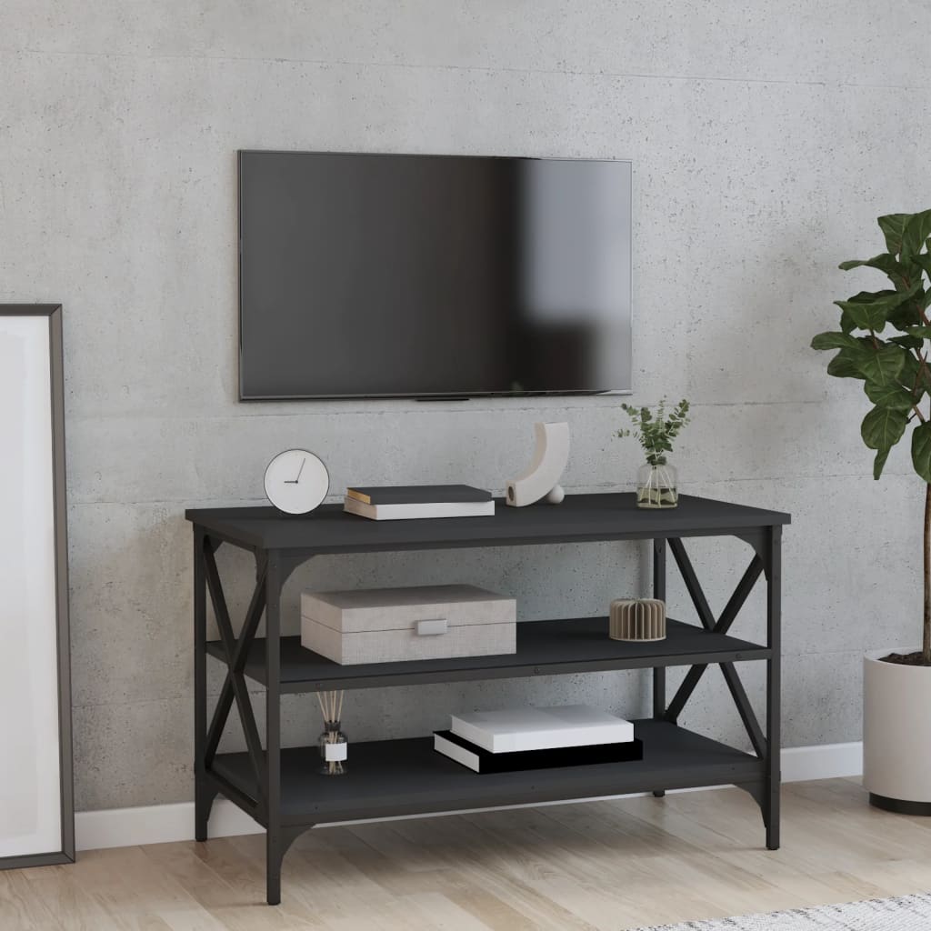 vidaXL TV Cabinet Black 80x40x50 cm Engineered Wood