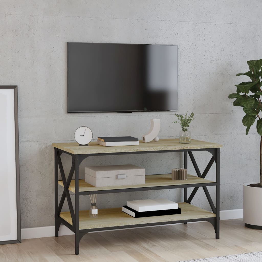 VASAGLE Mueble de tv, Mesa de tv para Televisores hasta 65 Pulgadas, con 3  Cajones y Estantes de Almacenamiento, 147 x 40 x 50 cm, Industrial Campo,  Marco de Acero, Marrón Rústico y Negro