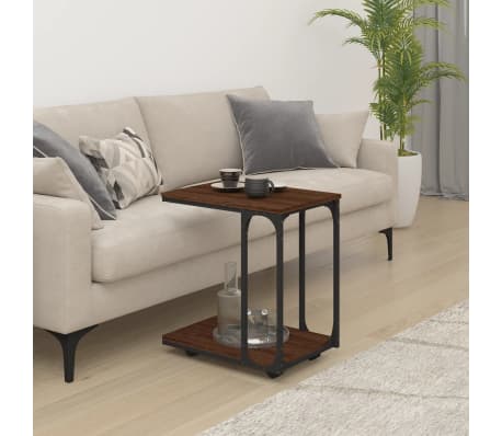 vidaXL Side Table with Wheels Brown Oak 50x35x55.5cm Engineered Wood