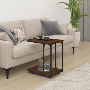 vidaXL Side Table with Wheels Brown Oak 50x35x55.5cm Engineered Wood