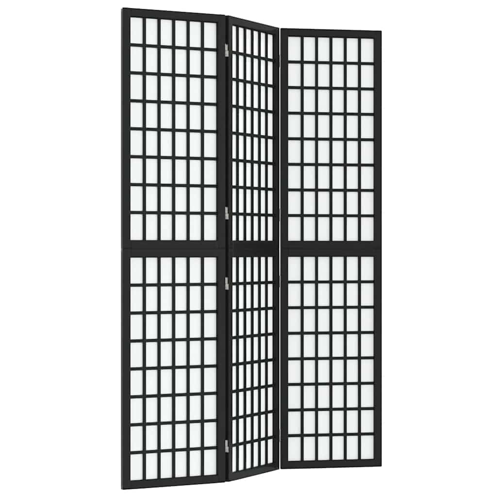 E-shop vidaXL Skladací paraván s 3 panelmi japonský štýl 120x170 cm čierny
