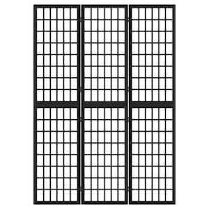 Skládací 3dílný paraván v japonském stylu 120 x 170 cm černý - obrázek 3