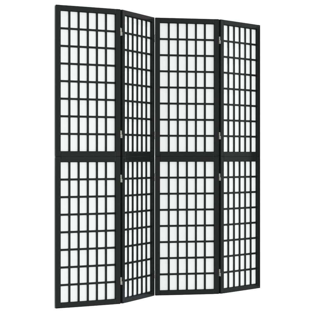 vidaXL Skládací 4dílný paraván v japonském stylu 160 x 170 cm černý