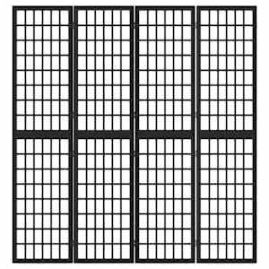 Skládací 4dílný paraván v japonském stylu 160 x 170 cm černý - obrázek 3