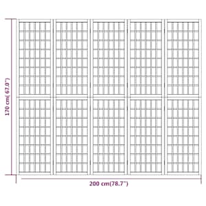 Skládací 5dílný paraván v japonském stylu 200 x 170 cm černý - obrázek 7