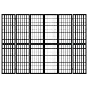 Skládací 6dílný paraván v japonském stylu 240 x 170 cm černý - obrázek 3