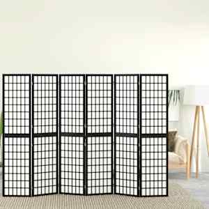 Skládací 6dílný paraván v japonském stylu 240 x 170 cm černý - obrázek 1