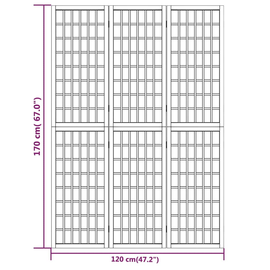 Skládací 3dílný paraván v japonském stylu 120 x 170 cm bílý