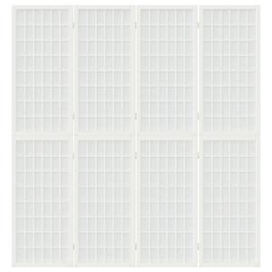 Skládací 4dílný paraván v japonském stylu 160 x 170 cm bílý - obrázek 3