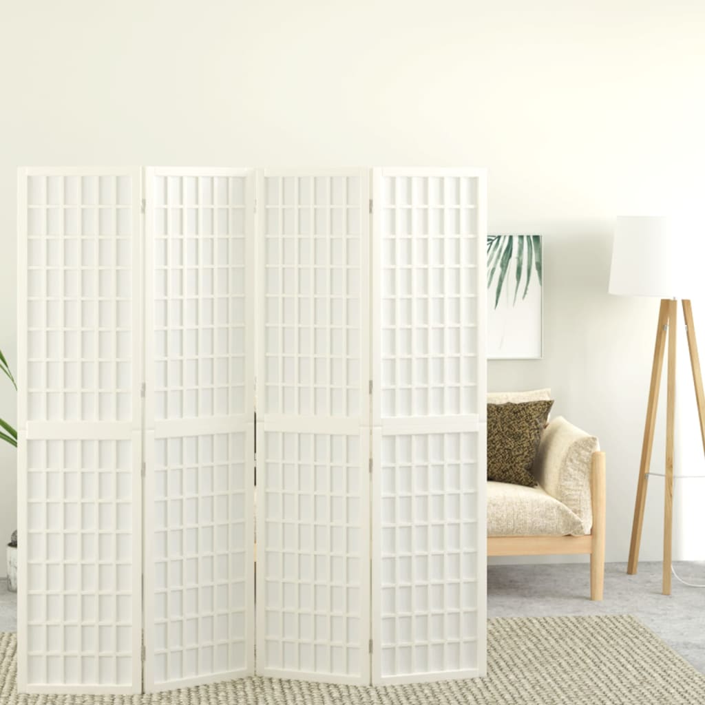 vidaXL 4-panels rumdeler 160x170 cm foldbar japansk stil hvid