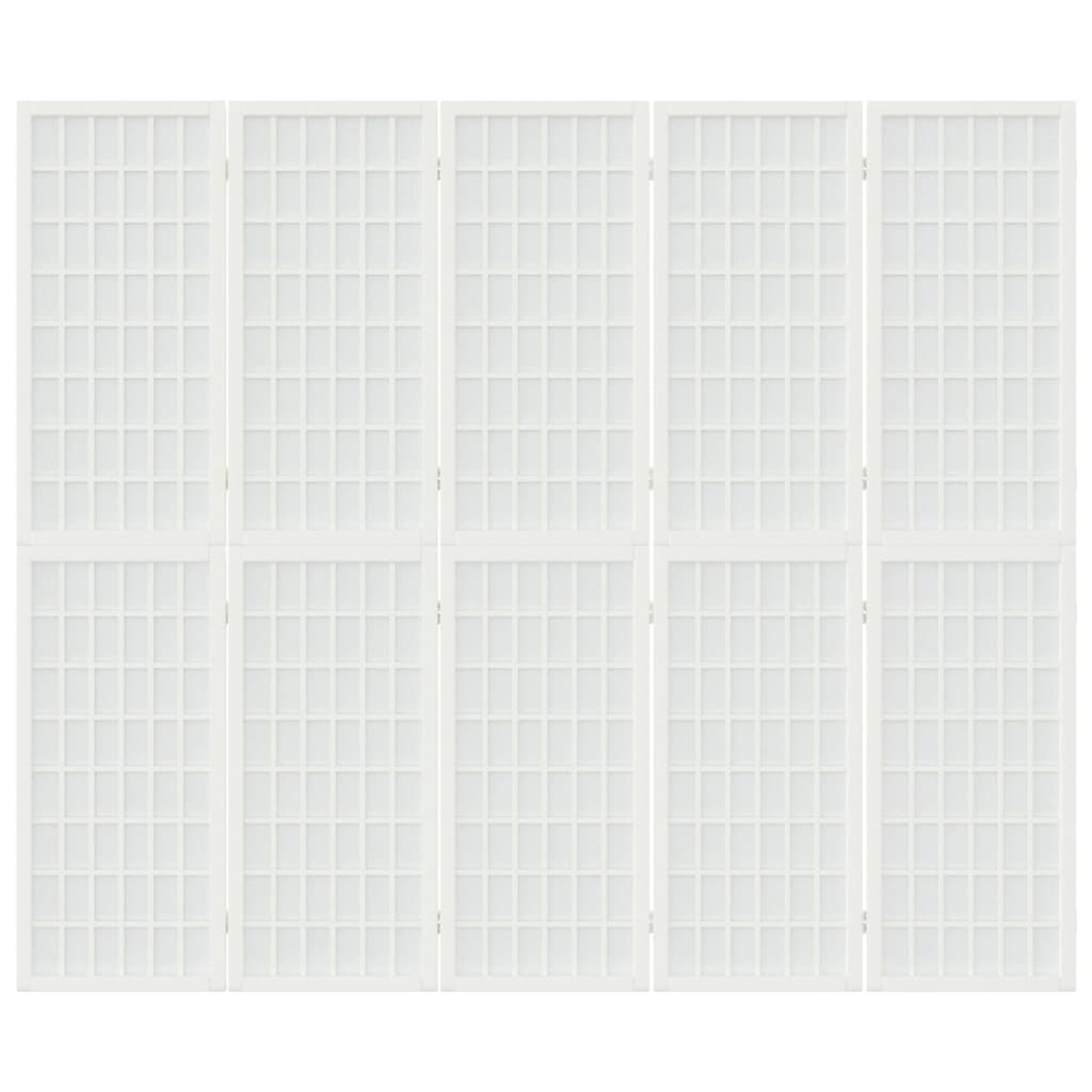 vidaXL Kamerscherm inklapbaar 5 panelen Japanse stijl 200x170 cm wit afbeelding