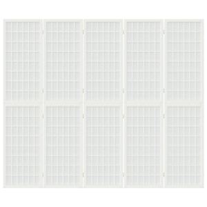 Skládací 5dílný paraván v japonském stylu 200 x 170 cm bílý - obrázek 3