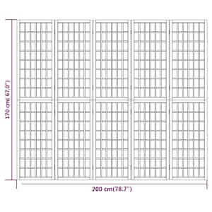 Skládací 5dílný paraván v japonském stylu 200 x 170 cm bílý - obrázek 7