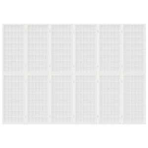 Skládací 6dílný paraván v japonském stylu 240 x 170 cm bílý - obrázek 3