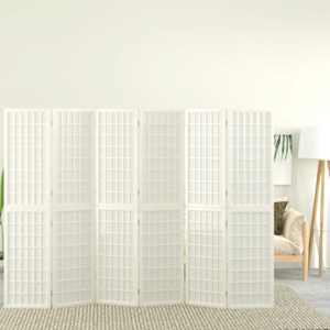 Skládací 6dílný paraván v japonském stylu 240 x 170 cm bílý - obrázek 1