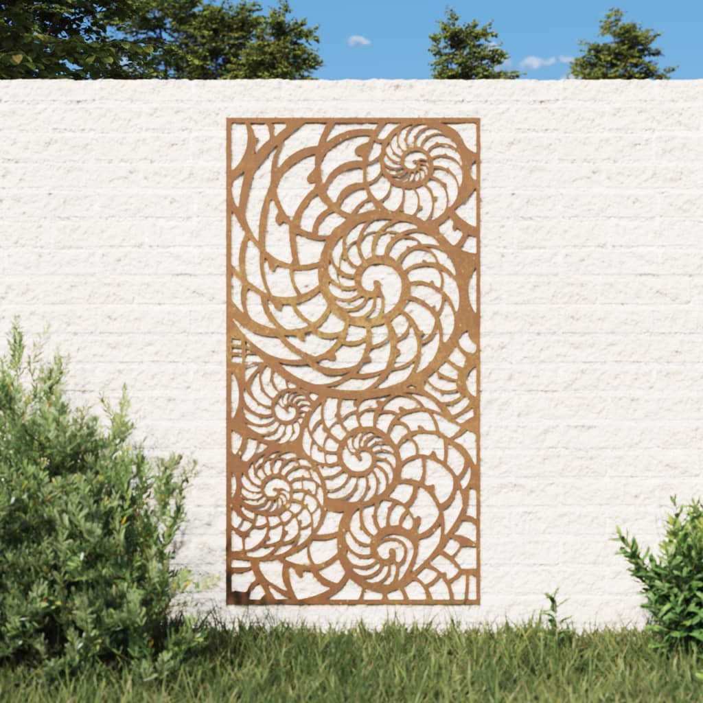6: vidaXL udendørs vægdekoration 105x55 cm sneglehusdesign cortenstål