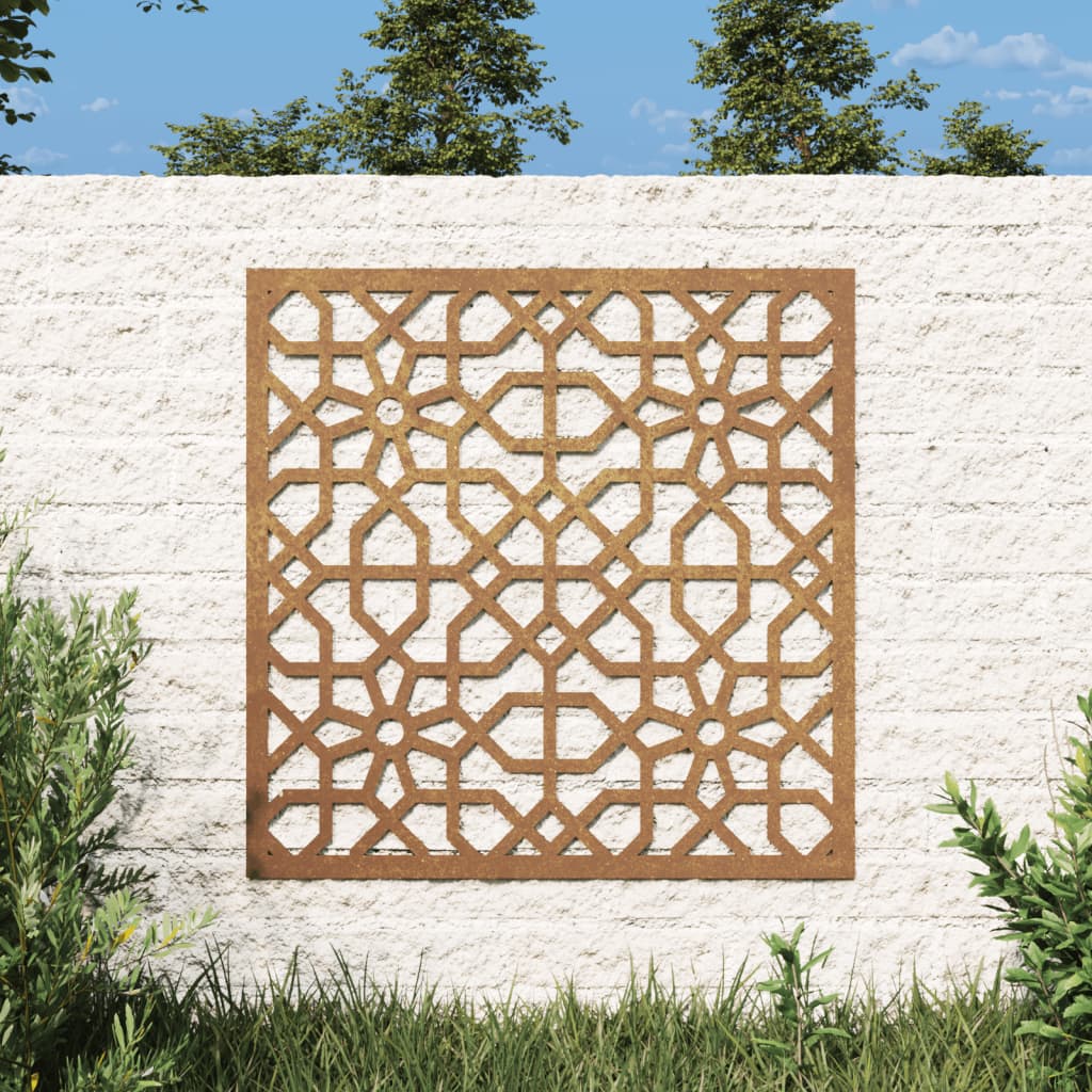 Décoration murale jardin 55x55 cm acier corten design mauresque