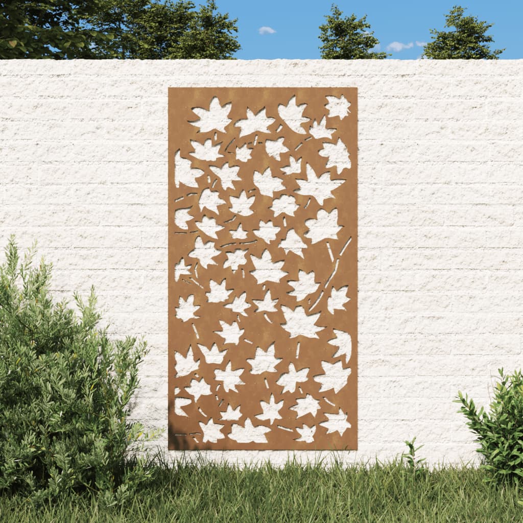 vidaXL Puutarhaseinäkoriste 105×55 cm corten teräs vaahteranlehtikuvio