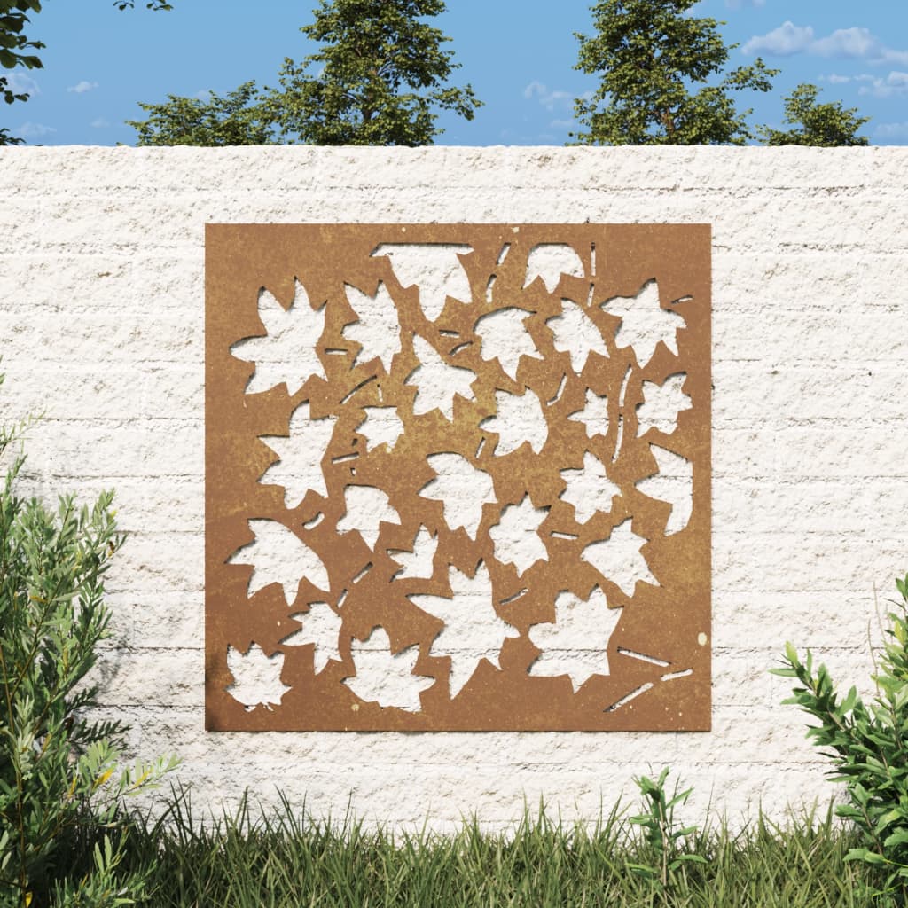 11: vidaXL udendørs vægdekoration 55x55 cm ahornbladdesign cortenstål
