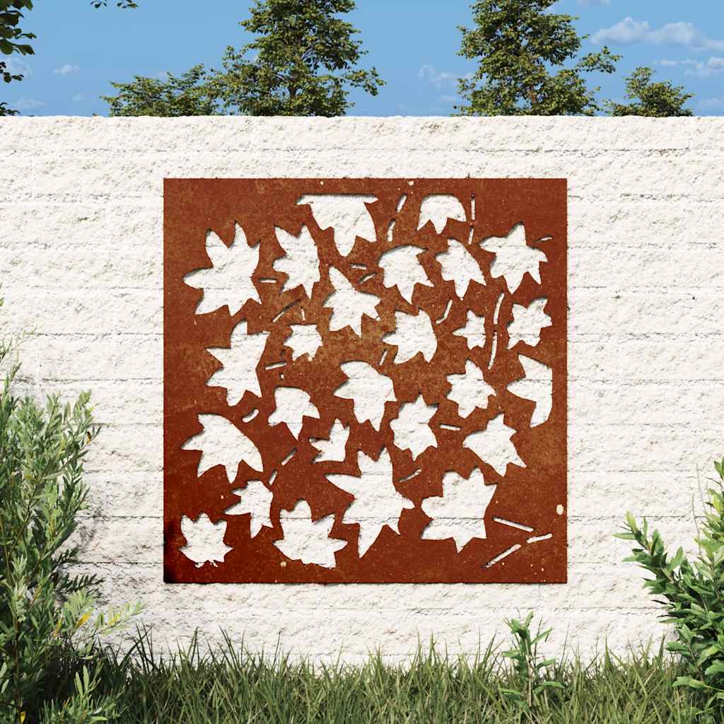 vidaXL Garten-Wanddeko 55x55 cm Cortenstahl Ahornblatt-Design