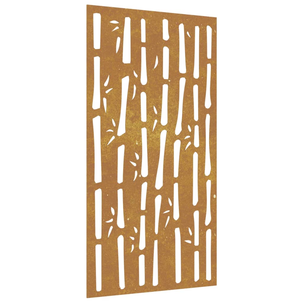 Decor perete de grădină 105×55 cm design bambus oțel Corten