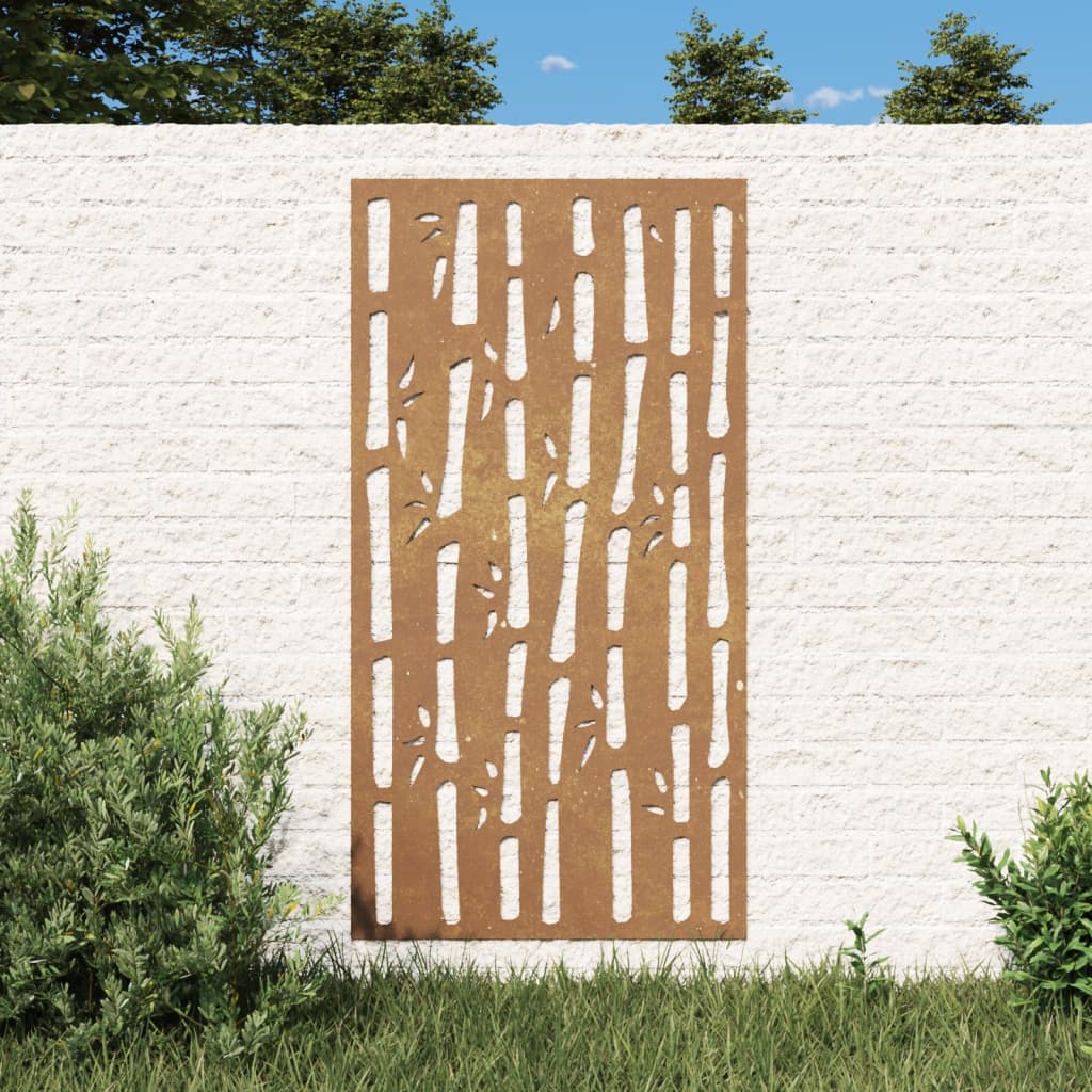 vidaXL Puutarhaseinäkoriste 105×55 cm corten teräs bambukuvio