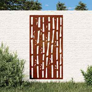 Vrtna stenska dekoracija 105x55 cm corten jeklo bambus
