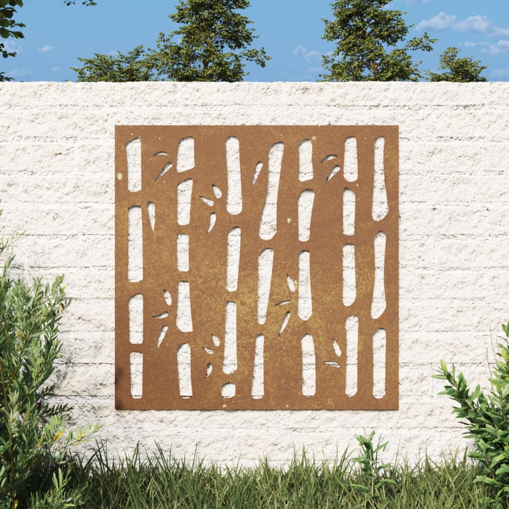 5: vidaXL udendørs vægdekoration 55x55 cm bambusdesign cortenstål