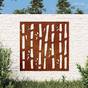 Vrtna stenska dekoracija 55x55 cm corten jeklo bambus