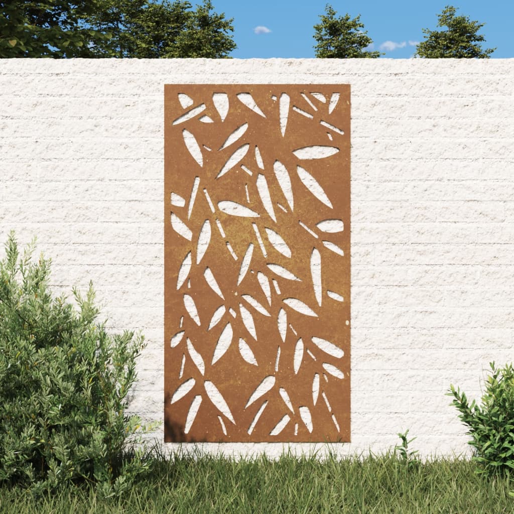 vidaXL Decor de perete 105x55 cm design frunze bambus oțel Corten