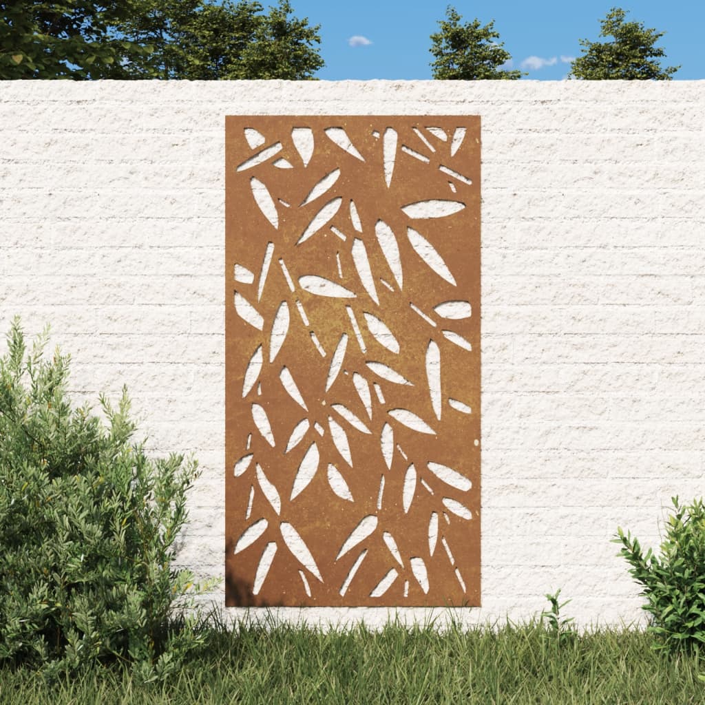 Bilde av Vidaxl Veggdekorasjon Til Hage 105x55 Cm Cortenstål Bambusbladdesign