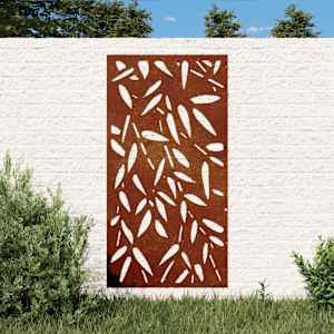 Vrtna stenska dekoracija 105x55 cm corten jeklo bambusovi listi