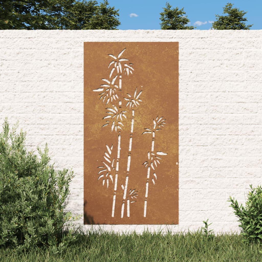 8: vidaXL udendørs vægdekoration 105x55 cm bambusdesign cortenstål