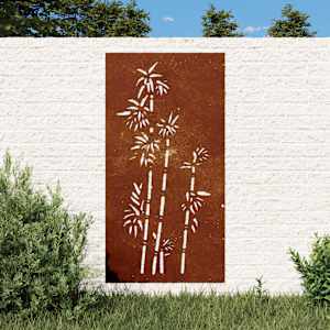 Vrtna stenska dekoracija 105x55 cm corten jeklo bambus