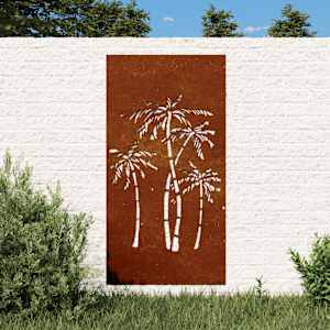 Vrtna stenska dekoracija 105x55 cm corten jeklo palme