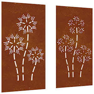 vidaXL aia seinakaunistus, 2 osa, 105x55 cm, Corteni teras lilledisain