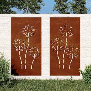 Vrtne stenske dekoracije 2 kosa 105x55 cm corten jeklo rože