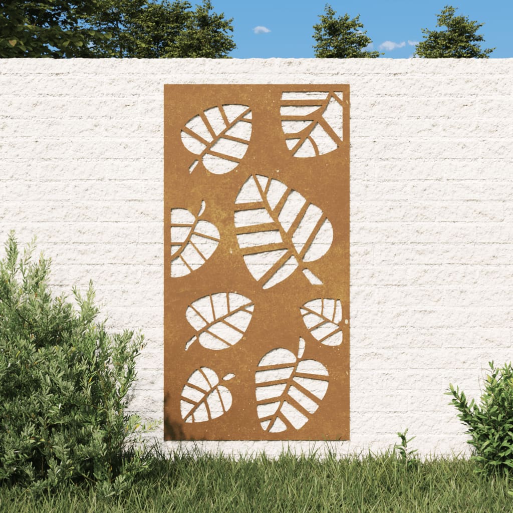 vidaXL Decorație perete de grădină 105x55 cm design frunze oțel Corten