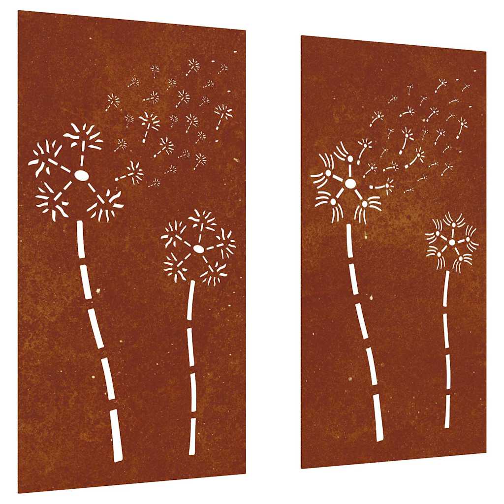 vidaXL Zahradní nástěnné dekorace 2 ks 105x55cm cortenová ocel Květina