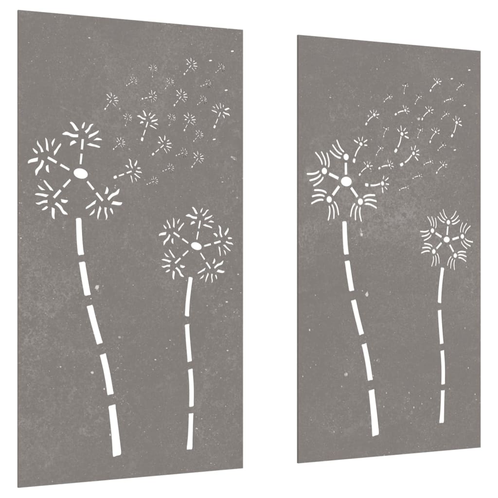 vidaXL Wanddecoratie tuin 2 st bloemenontwerp 105x55 cm cortenstaal afbeelding