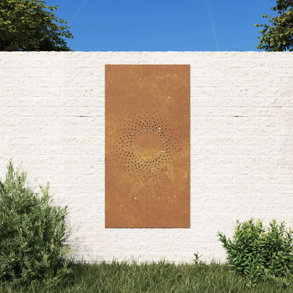 Vidaxl Decor Perete De Gradina 105x55 Cm Design Soare Otel Corten