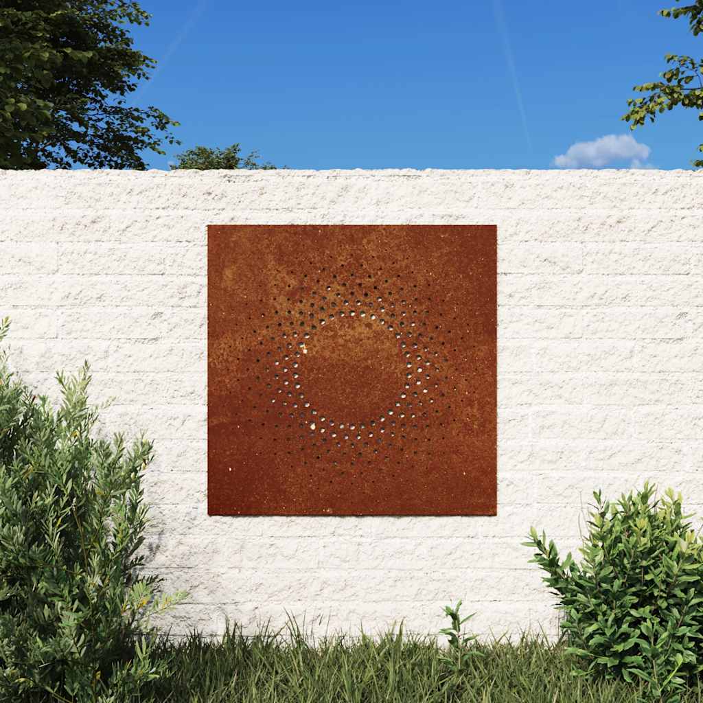 vidaXL Decor perete de grădină 55x55 cm design soare oțel Corten