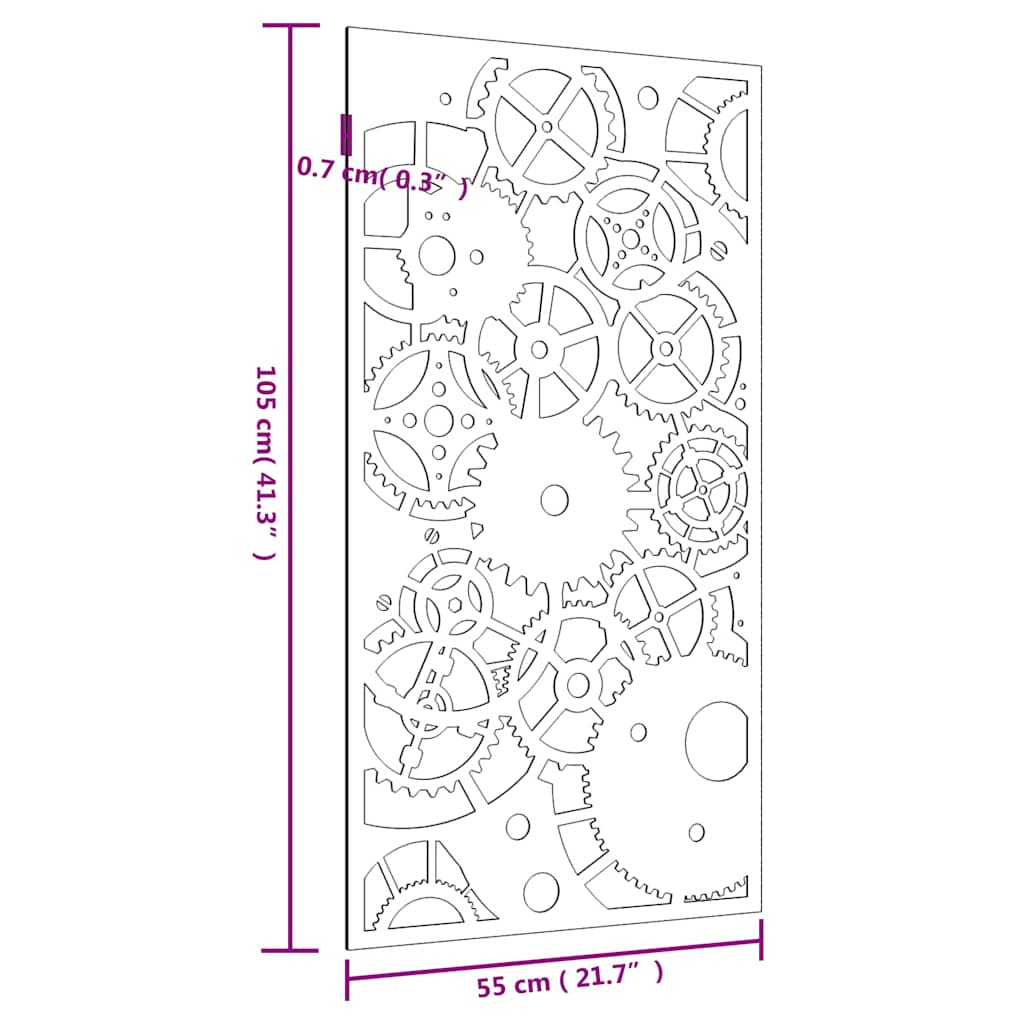 Vrtna stenska dekoracija 105x55 cm corten jeklo zobniki - slika 9