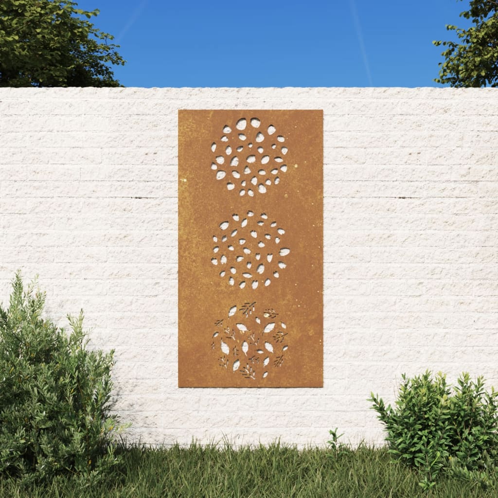 vidaXL Decorație perete de grădină 105x55 cm design frunze oțel Corten