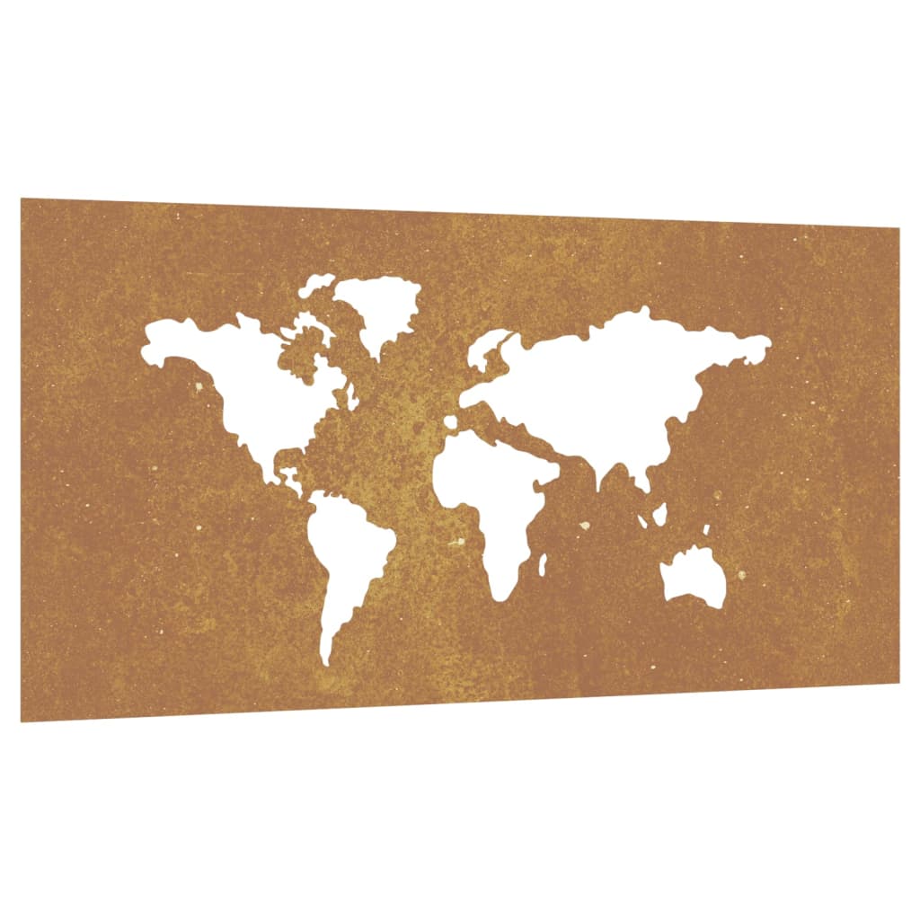 vidaXL Patio Wall Decoration 41.3"x21.7" Corten Steel World Map Design