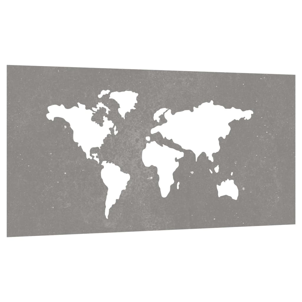 vidaXL Wanddecoratie tuin wereldkaartontwerp 105x55 cm cortenstaal afbeelding