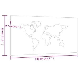 Zahradní nástěnná dekorace 105x55 cm cortenová ocel Mapa světa - obrázek 9