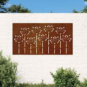 Vrtna stenska dekoracija 105x55 cm corten jeklo cvetlice