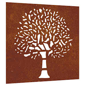 Zahradní nástěnná dekorace 55 x 55 cm cortenová ocel Strom - obrázek 2